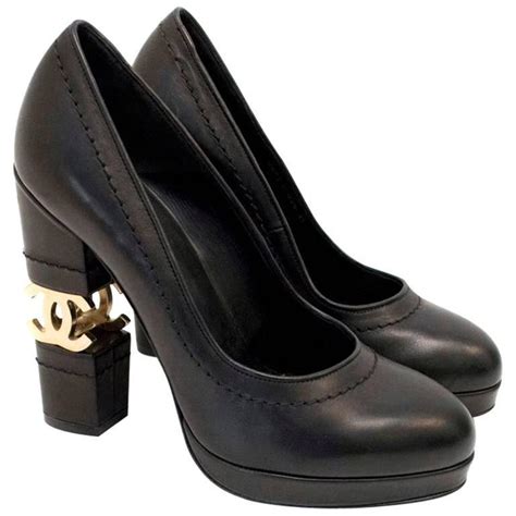 chanel shoes gold and black|chanel heels for women.